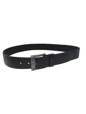 Black Leather Belt Mens Size 37 Metal Pewter Buckle Utility Gear Durable #I-1G